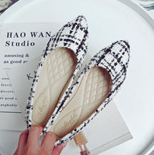 Load image into Gallery viewer, Pointed Toe Fashion Slip On Shoes For Women Spring Summer Plaid Cotton Ladies Shoes Plus Size 43 Women Flat Shoes Foot Wear - Motolayo