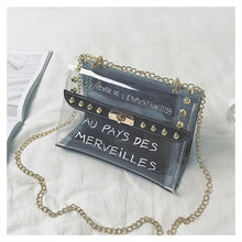 Load image into Gallery viewer, Small clear Brand Designer Woman 2020 New Fashion Messenger Bag Chains Shoulder Bag Female Rivets Transparent Square PU Handbag
