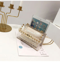 Load image into Gallery viewer, Small clear Brand Designer Woman 2020 New Fashion Messenger Bag Chains Shoulder Bag Female Rivets Transparent Square PU Handbag