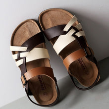 Load image into Gallery viewer, 2020 New Men's Summer Flat Fashion Adjustable Men Slides Beach Flip-Flops Male Leather Black Cork Sandals Home Shoes 39-46 Black - Motolayo