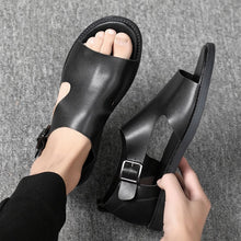 Load image into Gallery viewer, Fashion Rome Sandals For Men Leather Beach Sandals Black Male Summer Shoes Comfortable Gladiator Men Sandals Hot Sale - Motolayo