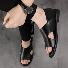 Load image into Gallery viewer, Fashion Rome Sandals For Men Leather Beach Sandals Black Male Summer Shoes Comfortable Gladiator Men Sandals Hot Sale - Motolayo