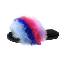 Load image into Gallery viewer, Summer Fur Fluffy Flat Slippers Women Casual Open Toe Furry Plush Slides Shoes Ladies Indoot Footwear Outdoor Beach Slippers D30 - Motolayo