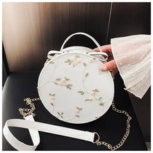 Load image into Gallery viewer, Hot Sale Sweet Lace Round Handbags High Quality PU Leather Women Crossbody Bags Female Small Fresh Flower Chain Shoulder Bags