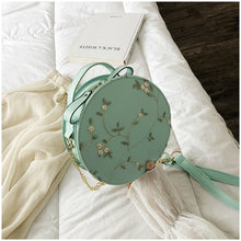 Load image into Gallery viewer, Hot Sale Sweet Lace Round Handbags High Quality PU Leather Women Crossbody Bags Female Small Fresh Flower Chain Shoulder Bags