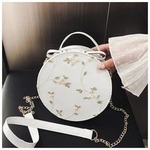 Load image into Gallery viewer, Hot Sale Sweet Lace Round Handbags High Quality PU Leather Women Crossbody Bags Female Small Fresh Flower Chain Shoulder Bags