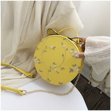 Load image into Gallery viewer, Hot Sale Sweet Lace Round Handbags High Quality PU Leather Women Crossbody Bags Female Small Fresh Flower Chain Shoulder Bags