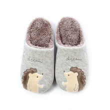 Load image into Gallery viewer, Winter Warm Home Women Fur Slippers Cute Fox Unicorn Bear Animals Indoor Cotton Ladies Slippers Soft Memory Foam Couples Shoes
