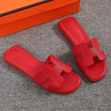 Load image into Gallery viewer, Plus Size 43 Slippers Women Summer Genuine Leather Luxury Shoes Women Designers Mule Sandals Ladies Slides