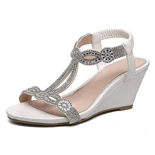 Load image into Gallery viewer, Fashion Crystal High Heels Sandals T-Strap Ladies Wedges Shoes For Women Large Size 41 Ladies Summer Sandals Dress Office Shoes - Motolayo