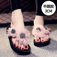 Load image into Gallery viewer, Summer Lady Flower Flip anti-slip foot holiday seaside beach shoes fashion thick bottom outside wearing cool slippers flip-flops - Motolayo