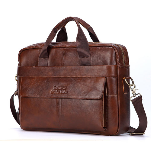 Men Genuine Leather Handbags Casual Leather Laptop Bags Male Business Travel Messenger Bags Men's Crossbody Shoulder Bag - Motolayo