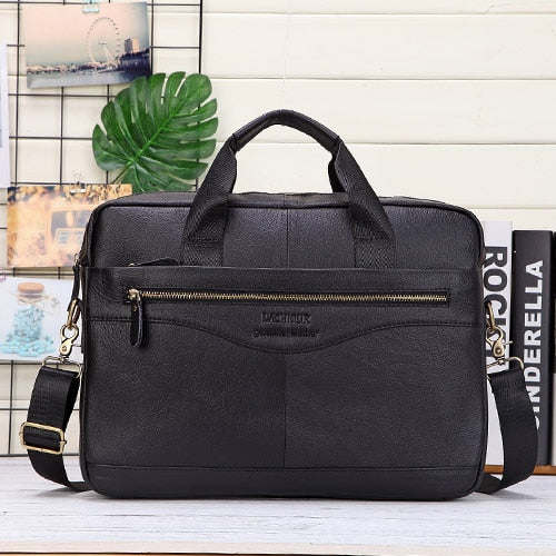 Men Genuine Leather Handbags Casual Leather Laptop Bags Male Business Travel Messenger Bags Men's Crossbody Shoulder Bag - Motolayo