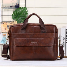 Load image into Gallery viewer, Men Genuine Leather Handbags Casual Leather Laptop Bags Male Business Travel Messenger Bags Men&#39;s Crossbody Shoulder Bag - Motolayo
