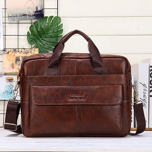 Men Genuine Leather Handbags Casual Leather Laptop Bags Male Business Travel Messenger Bags Men's Crossbody Shoulder Bag - Motolayo