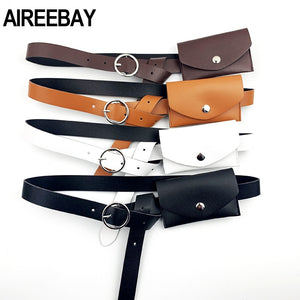 AIREEBAY Women Waist Belts Bags Leather Ladies Waist Pack  Women Dress Skirt Decoration Small Fanny Pack - Motolayo