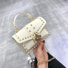 Load image into Gallery viewer, Small clear Brand Designer Woman 2020 New Fashion Messenger Bag Chains Shoulder Bag Female Rivets Transparent Square PU Handbag - Motolayo
