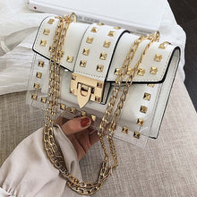 Load image into Gallery viewer, Small clear Brand Designer Woman 2020 New Fashion Messenger Bag Chains Shoulder Bag Female Rivets Transparent Square PU Handbag
