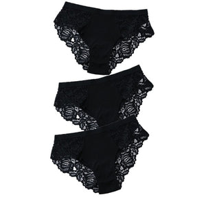 3 Pcs Cotton Panties Sexy Panty Briefs Lace Panties Women Underwear Lingerie Panties for Female Ladies Floral Pantys Underpants - Motolayo