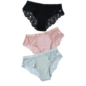 3 Pcs Cotton Panties Sexy Panty Briefs Lace Panties Women Underwear Lingerie Panties for Female Ladies Floral Pantys Underpants - Motolayo