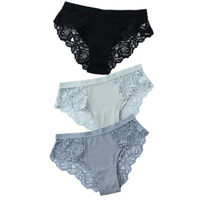 3 Pcs Cotton Panties Sexy Panty Briefs Lace Panties Women Underwear Lingerie Panties for Female Ladies Floral Pantys Underpants - Motolayo