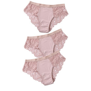 3 Pcs Cotton Panties Sexy Panty Briefs Lace Panties Women Underwear Lingerie Panties for Female Ladies Floral Pantys Underpants - Motolayo