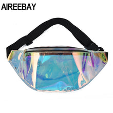 Load image into Gallery viewer, AIREEBAY Fashion Holographic Fanny Pack New Design Ladies Clear Belt Bum Bag Waterproof Transparent Laser Waist Pack for Women - Motolayo
