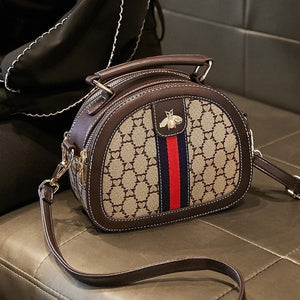 Sweet Lady Fashion Style Handbag Female 2020 Spring New Diagonal Bag PU Shoulder Bag Solid Color Small Round Bag Printing PVC