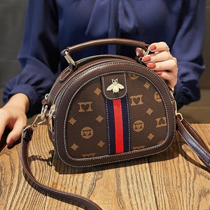 Sweet Lady Fashion Style Handbag Female 2020 Spring New Diagonal Bag PU Shoulder Bag Solid Color Small Round Bag Printing PVC