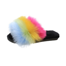 Load image into Gallery viewer, Summer Fur Fluffy Flat Slippers Women Casual Open Toe Furry Plush Slides Shoes Ladies Indoot Footwear Outdoor Beach Slippers D30 - Motolayo
