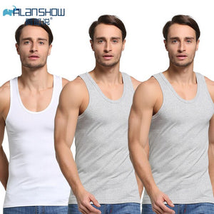 3Pcs/Lot Underwear Mens Undershirt Men Cotton Tank Tops Transparent Shirts Male Bodyshaper Fitness Wrestling Singlets