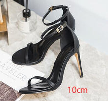 Load image into Gallery viewer, 2020 Summer Hot Lady Simple Solid Color Buckle High Heels Sexy Sequin Shining Shoes Elegant Woman Wedding Party Sandals 33-41
