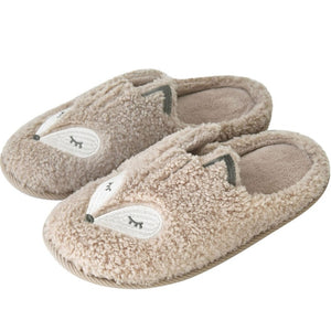 Winter Warm Home Women Fur Slippers Cute Fox Unicorn Bear Animals Indoor Cotton Ladies Slippers Soft Memory Foam Couples Shoes - Motolayo