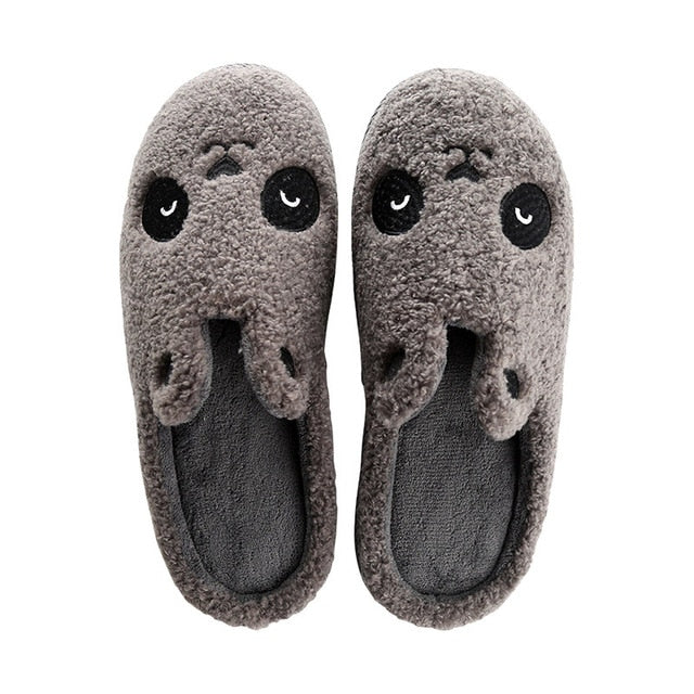 Winter Warm Home Women Fur Slippers Cute Fox Unicorn Bear Animals Indoor Cotton Ladies Slippers Soft Memory Foam Couples Shoes - Motolayo
