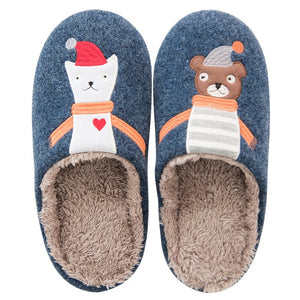Winter Warm Home Women Fur Slippers Cute Fox Unicorn Bear Animals Indoor Cotton Ladies Slippers Soft Memory Foam Couples Shoes - Motolayo
