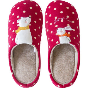 Winter Warm Home Women Fur Slippers Cute Fox Unicorn Bear Animals Indoor Cotton Ladies Slippers Soft Memory Foam Couples Shoes - Motolayo