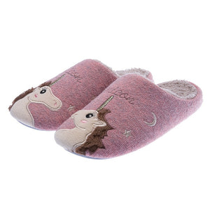 Winter Warm Home Women Fur Slippers Cute Fox Unicorn Bear Animals Indoor Cotton Ladies Slippers Soft Memory Foam Couples Shoes - Motolayo