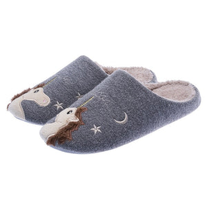 Winter Warm Home Women Fur Slippers Cute Fox Unicorn Bear Animals Indoor Cotton Ladies Slippers Soft Memory Foam Couples Shoes - Motolayo