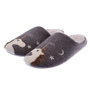 Winter Warm Home Women Fur Slippers Cute Fox Unicorn Bear Animals Indoor Cotton Ladies Slippers Soft Memory Foam Couples Shoes - Motolayo