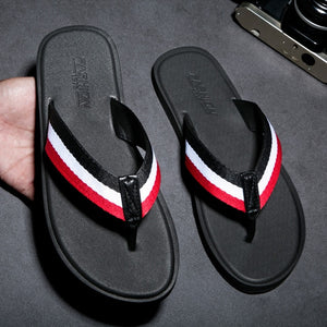 WEH Men's Flip Flops 2020 Summer Male Flat Slippers Fashion lattice Beach Flip Flops Outdoor soft bottom non-slip Slippers 38-50 - Motolayo