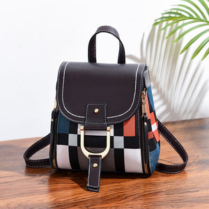 Women designer backpack with multipl uaing pu leather backpack new women grid backpack female school bag girls travel bag purse - Motolayo