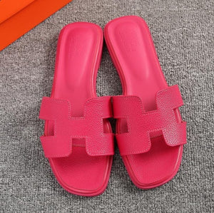 Plus Size 43 Slippers Women Summer Genuine Leather Luxury Shoes Women Designers Mule Sandals Ladies Slides