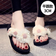 Load image into Gallery viewer, Summer Lady Flower Flip anti-slip foot holiday seaside beach shoes fashion thick bottom outside wearing cool slippers flip-flops - Motolayo
