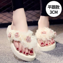 Load image into Gallery viewer, Summer Lady Flower Flip anti-slip foot holiday seaside beach shoes fashion thick bottom outside wearing cool slippers flip-flops - Motolayo
