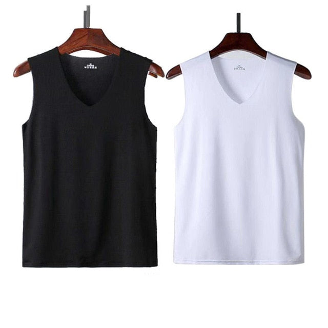 2Pcs/Lot Summer Men Ice Silk Underwear Mens Undershirt Transparent Shirts Male Bodyshaper Fitness Wrestling Plus Size Singlets