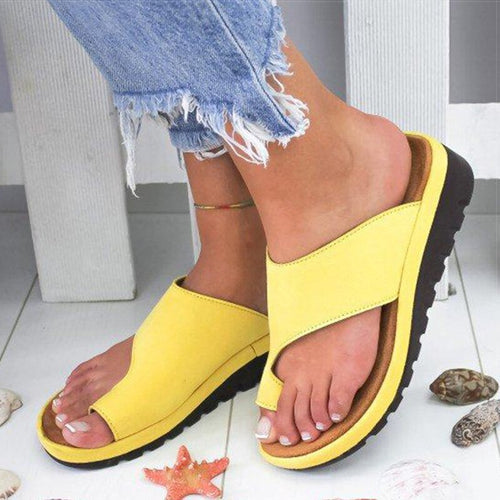 Women PU Leather Shoes Comfy Platform Flat Sole Ladies Casual Soft Big Toe Foot Correction Sandal Orthopedic Bunion Corrector - Motolayo